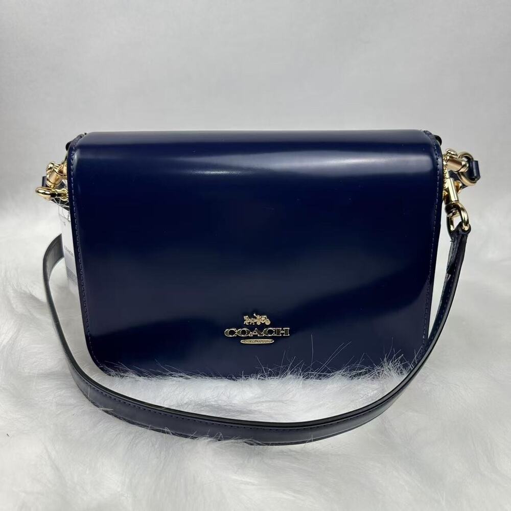 Coach Quinn Shoulder Crossbody Bag In Novelty Leather/True Navy CY657 NWT - Picture 3 of 9